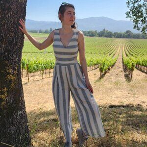 L'atiste Blue and White Striped Jumpsuit